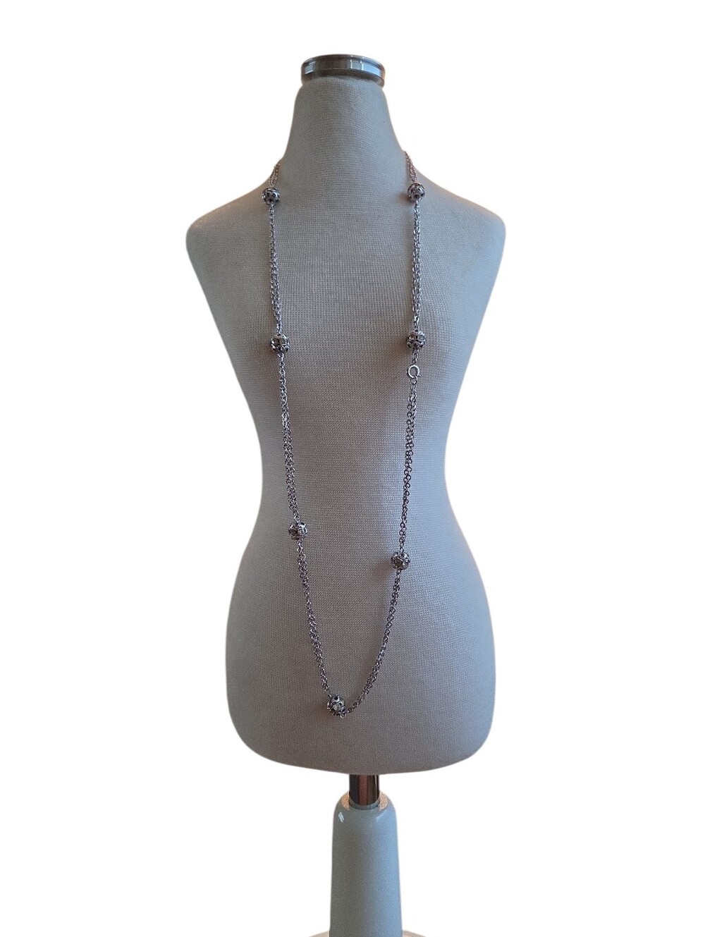 Vintage Sarah Coventry Long Silver Ball Accent Necklace 30"